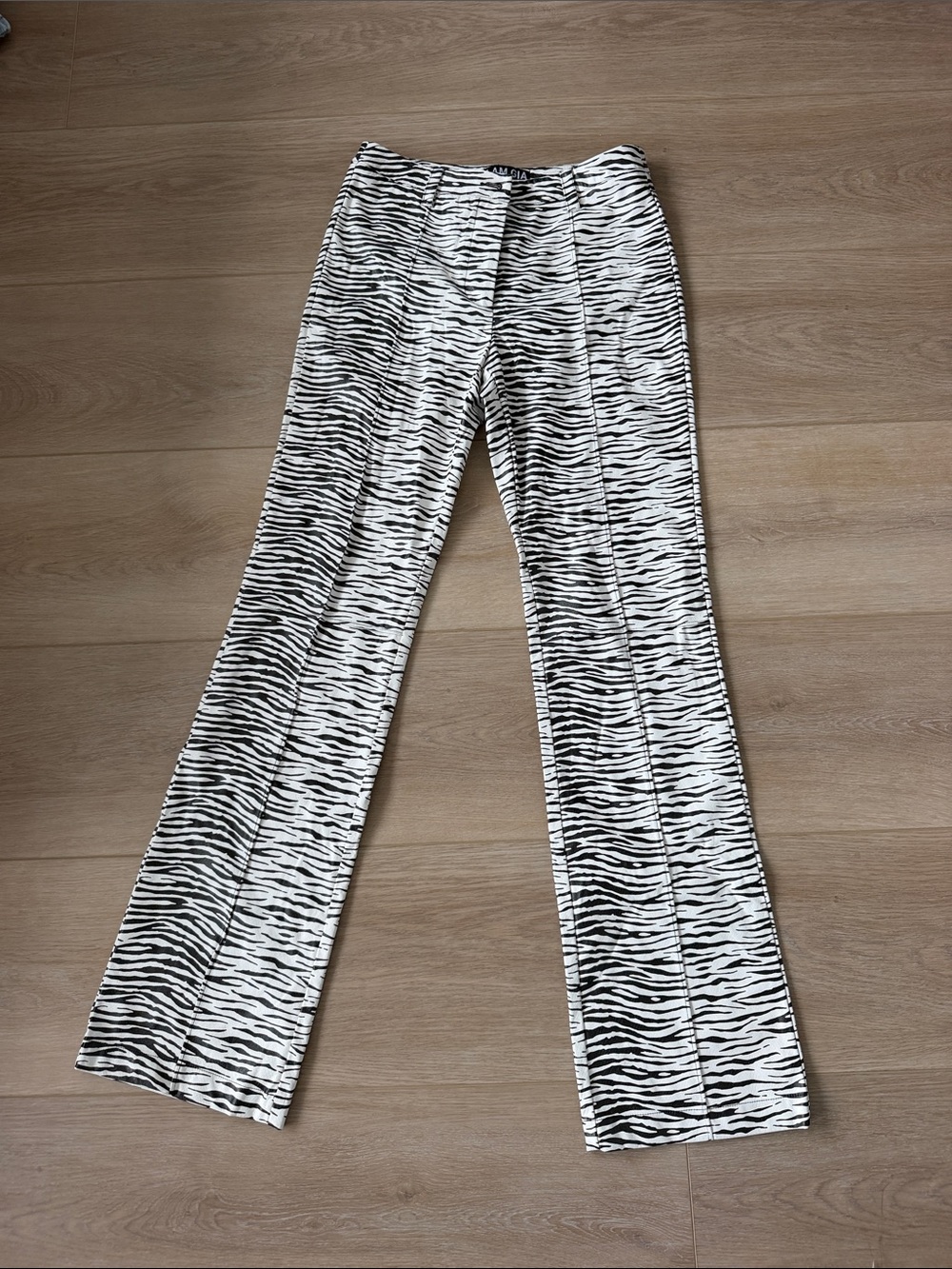 IAMGIA Zebra Print Boot Cut Pants in Black & White